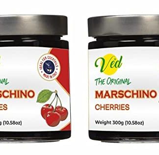 Ved Gourmet Original Red & Green Maraschino Cherries - Italian Cherry for Old Fashioned Cocktails - Vegan Cocktail, Bourbon Cherries in Natural Syrup for Cocktail Topping
