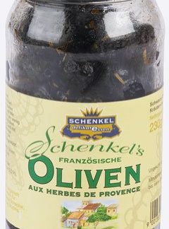 Schenkel Olives Black with Herbs of Provence, Dried, from France - 230 g