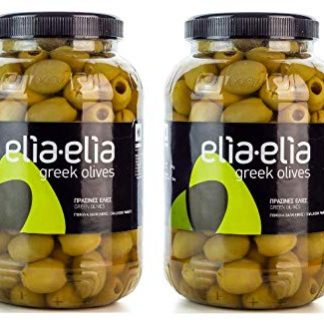 2 x 1 kg Green Greek Halkidiki Olives Cored Large Mammut Mammouth Inlaid in Lake + 10 ml Olive Oil for Test Set - Halkidiki Greece