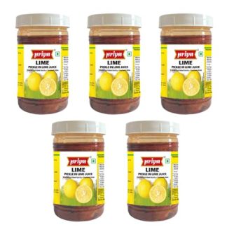 Priya Lemon Pickle Without Garlic - PET Jar (Bundle of 5 x 300g)