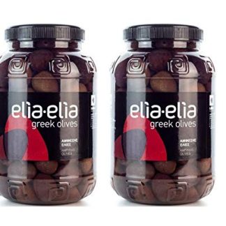 2 x 1 kg Amfissa Black Olives Mammoth with Core - 2 Barrels + 10 ml Olive Oil for Test in Set - Halkidiki Greece