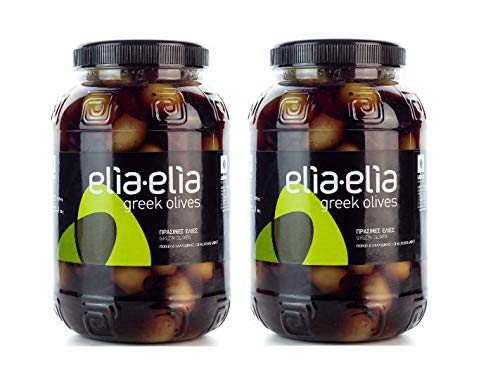 2 x 1 kg Greek Black and Green Olives Kalamata Colossal Pitted Cocktail Olive Mix - 2 Barrels + 10 ml Olive Oil for Test in Set - Chalkidiki Greece