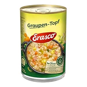 ERASCO Pearl Barley Pot with Ready Vegetables and Pork (1 x 400 g), Ready in Around 5 Minutes - With Ready Vegetables - No Frills - Simply Delicious