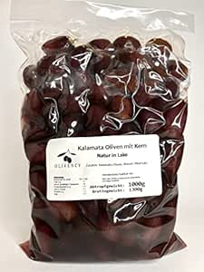 Kalamata Olives with Stone | Natural in Lake | 500 g/1000 g Vacuumed | Greece (1000 g)