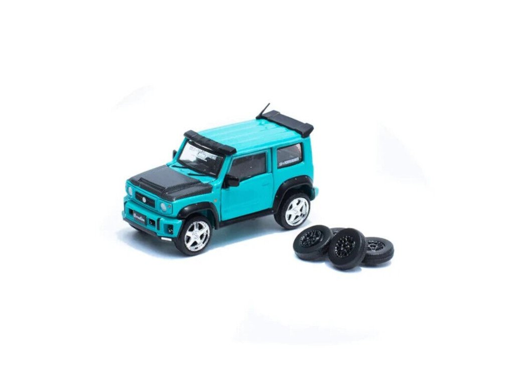 Suzuki Jimny LB Works 2018 LHD tyrkysová 1:64 - BM Creations Suzuki Jimny Left Hand Drive - kovový model auta