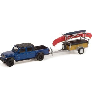 Jeep Gladiator Texas Trail & Canoe Trailer & Canoe Rack 1:64 - GreenLight Jeep Gladiator Texas Trail & Canoe Trailer & Canoe Rack - kovový model auta 1/64