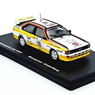 Audi Quattro A2 #10 1984 Blomqvist / Cedeberg 1:43 - časopis s modelem Audi Quattro A2 N10 1984 Blomqvist/Cedeberg - kovový model auta