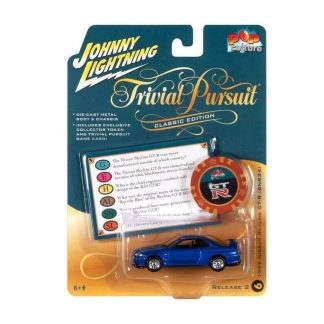 Nissan Skyline GT-R BNR34 1999 modrý 1:64 - Johnny Lightning Nissan Skyline GTR (BNR34) 2000 - sběratelský model auta
