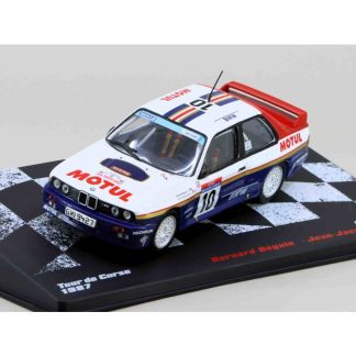 BMW M3 Tour de Corse 1987 Bernard Beguin - Jean-Jaques Lenne 1:43 - Rallye závodní automobily časopis s modelem #74 BMW M3 Tour de Corse 1987 - kovový model auta