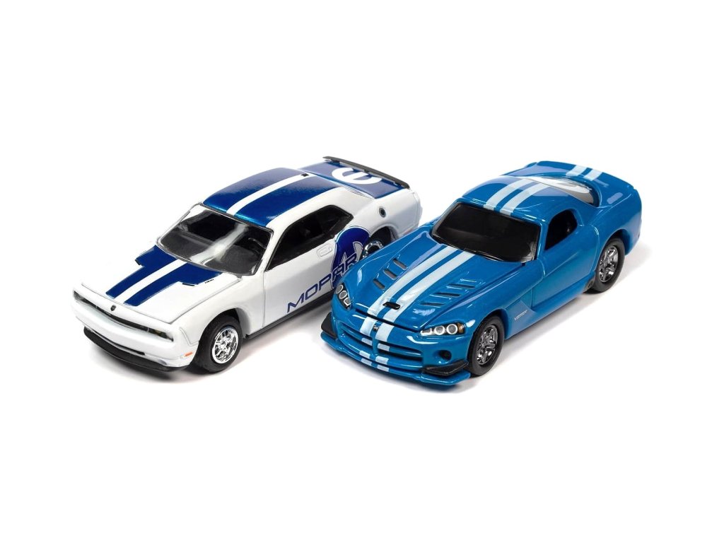 Dodge Challenger R/T 2014 + Dodge Viper SRT10 2008 1:64 - Johnny Lightning Dodge Challenger R/T + Dodge Viper SRT10 - sběratelský model auta