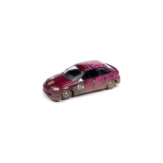 Honda Civic #72 1998 růžová 1:64 - Johnny Lightning Honda Civic - sběratelský model autá 1/64