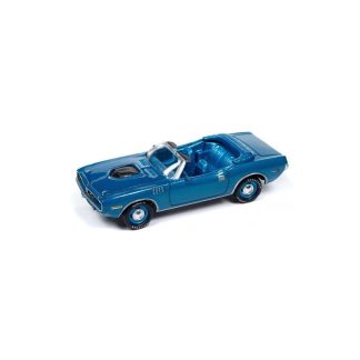 Plymouth Barracuda Convertible modrá 1971 1:64 - Johnny Lightning Plymouth Barracuda - sběratelský model auta 1/64