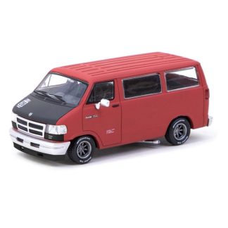 Dodge Van červená 1:64 - TARMAC Models Dodge Van 1/64 - kovový model