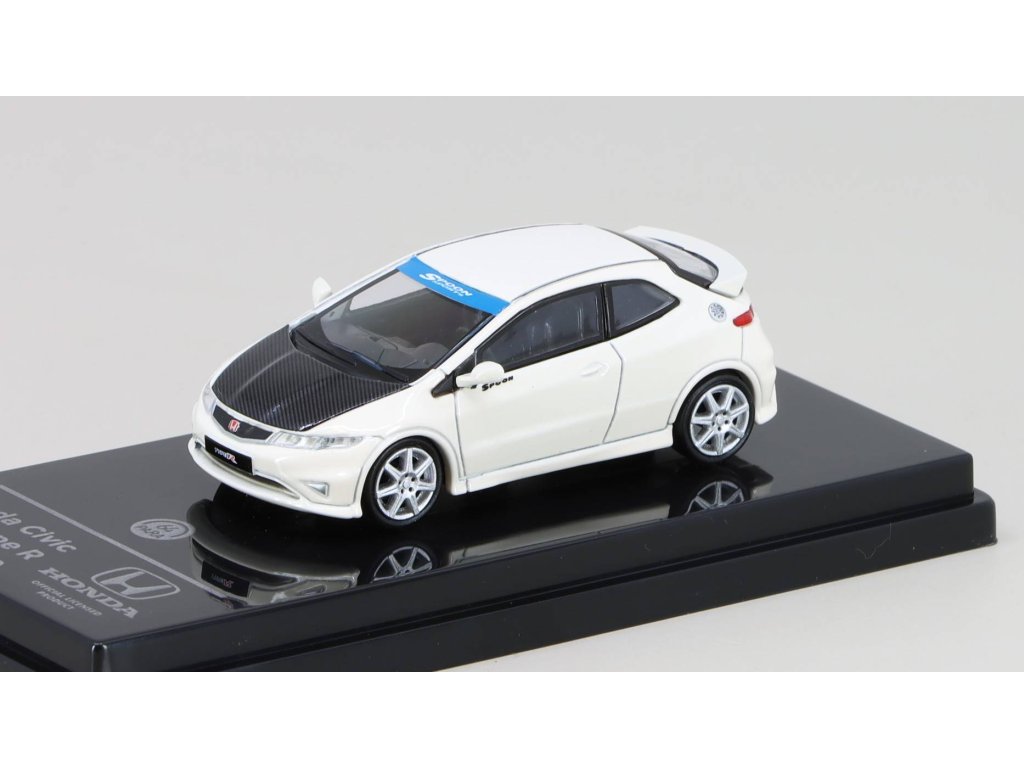 Honda Civic FN2 Type R 2007 bílá LHD 1:64 - PARAGON Models Honda Civic FN2 Type R - kovový model auta 1/64
