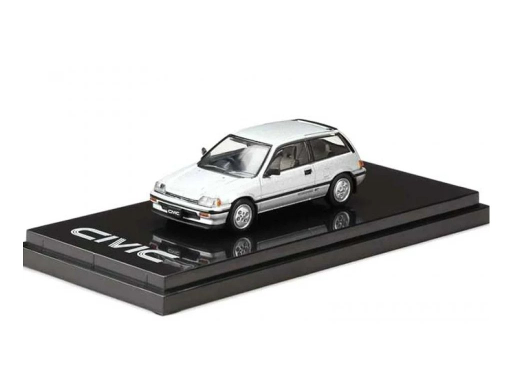 Honda Civic Si (AT) 1984 stříbrná 1:64 - Hobby Japan Honda Civic Si (AT) 1984 - kovový model auta