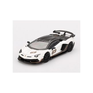 Lamborghini Aventador SVJ 63 bílá 1:64 - MiniGT Lamborghini Aventador SVJ 63 - kovový model auta