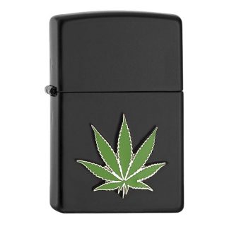 ZIPPO schwarz matt Cannabis Leaf 2008025