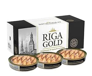 Riga Gold Smoked Sprats in Oil, Ready-to-Eat Canned Fish - Canned Food and Pickled Products for Quick Meals and Side Dishes - 12 x 120 g