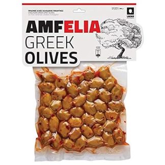 Amfelia Green Spicy Spicy Chalkidiki Olives Vacuumed 350 g Pickled with Chili Anit Pasti