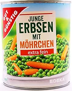 Gut & Günstig Young Peas with Carrots, Extra Fine, Pack of 12 (12 x 530 g)