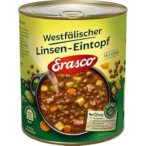 ERASCO Westphalian Lentil Stew (6 x 800 g), Ready in Around 5 Minutes - With Ripening Vegetables - No Frills - Simply Delicious