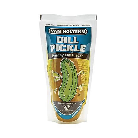 Van Holten Jumbo Pickle in a Bag - Savory Dill Flavour - American Pickles - Fat Free - Gluten Free