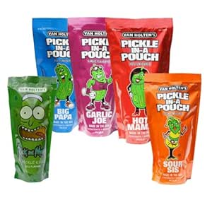 Van Holten's Pickle-in-a-Pouch 5 Mix - Pickle Rick, Sour Sis, Hot Mama, Garlic Joe & Big Papa | Spicy & Sour Cucumbers | Snack Variant 5 Flavours with Kajal