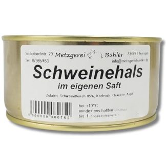 Pork Neck in Own Juice, 300 g, Made from 85% German Pork by Homemaker Sausage Art Sausage Preserve by Butcher Shop Bühler Long Lasting Delicious Sausage Cold Cuts Sausage & Meat
