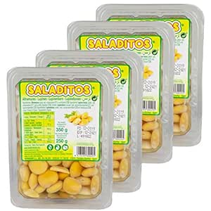 Saladitos Turmos White Lupine Beans Cooked and Pickled in Brine Lupine Beans Set of 4 350 g Pack