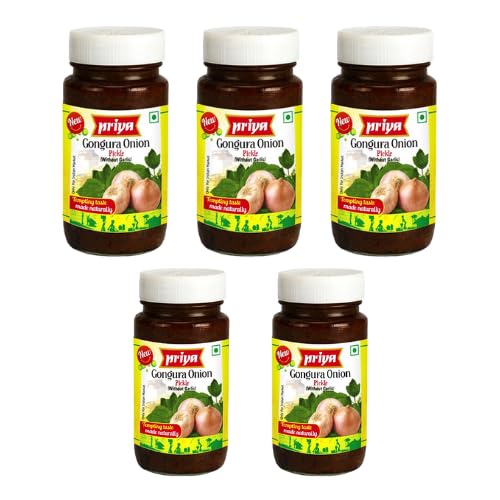 Priya Gongura Onion Pickle without Garlic (Bundle of 5 x 300 g)