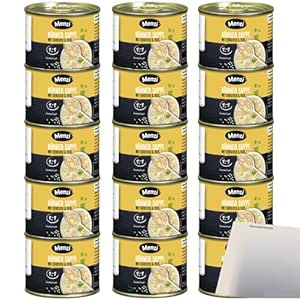 Menzi Chicken Soup with Egg Stitch and Rice Concentrated Pack of 3 (15 x 200 ml Tin) + usy Block