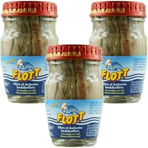 3x Flott Acciughe 'Anchovies Anchovy Fillets' in Sunflower Oil, 80 g