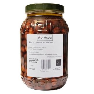 Vita Verde Greek Organic Kalamata Olives with Core, 2 kg Draining Weight