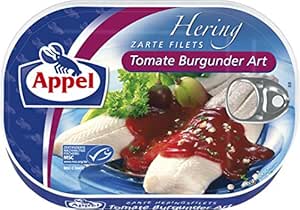 Appel Herring Fillets Tomato Burgundy Art, Pack of 10, Preserved, Fish in Tomato Cream with Red Wine