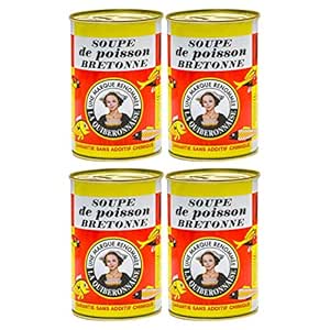 Food-United Fish – French Fish Soup – Breton Art la Quiberonnaise Soupe de Poisson Breton 4 x 425 ml Gourmet Dish Made from Fresh Ingredients Quick and Preparation