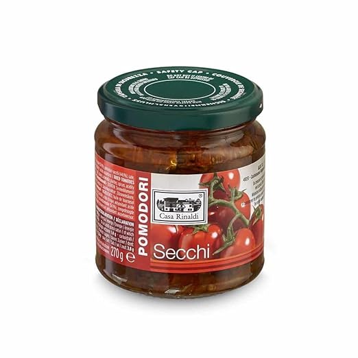 Casa Rinaldi - Dried Tomatoes in Sunflower Oil, Tasty Tomato Flavour with Spices, Aromatic Mantas and Capers, 270g Pack