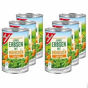 Gut&Günstig Young Peas and Carrots Very Fine Pack of 6 (6 x 400 g Tin) Vegetables Canned Peas & Carrots by EDEKA