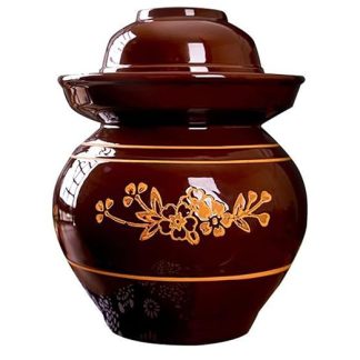 Ceramic Preserving Jar with Lids, Large Ceramic Preserving Jar with Lid, Traditional Chinese Fermentation Set, Pot with Water Stopper, Fermentation Jar for Kimchi, Sauerkraut (4 kg)