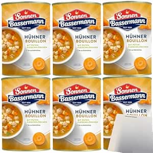 usy Bundle for Sonnen Bassermann Chicken Bouillon with Turkey Meat Dumplings, Pack of 6 (6 x 400 ml Tin) + usy Block