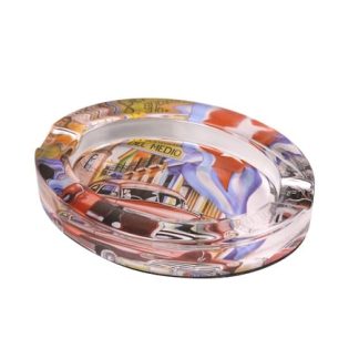 Zigarrenascher Glas oval mit Cuba Design Auto 2 Ablagen