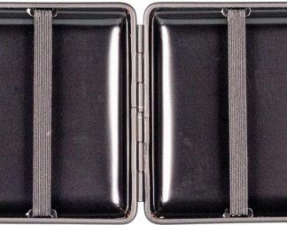 Zigtt.-Etui v.H. Soft-Leder dunkelbraun, Rahmen schwarz, 18e