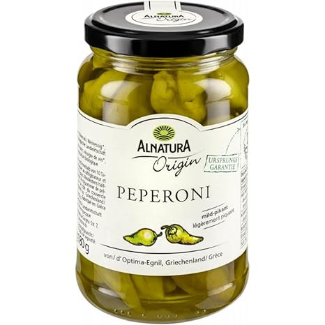 Alnatura Mild-Spicy Green Peperoni, Inlaid in Lake 350 g