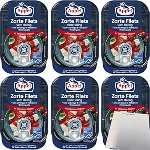 Appel Delicate Fillets of Herring in Tomato Cream Pack of 6 (6 x 100 g Tub) + usy Block