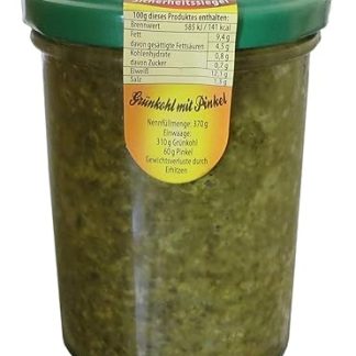 WF-18429 Green Kale with Pee in Glass 370 g - Homemade Meat - Cooking Sausage Specialty with Brown Cabbage and Pee Sausage for Hot Consumption