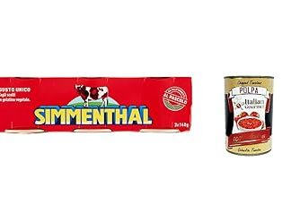 6 x SIMMENTHAL carne in scatola, beef in aspic, 3 x 140 g, 100% Italian meat aspic meat + Italian gourmet polpa 400 g