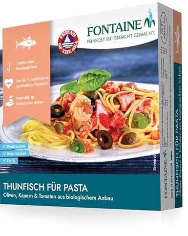Fontaine - Tuna for pasta with olives, capers and tomato - 190 g - 5 pack - Premium Bonito tuna fillets from 100% certified, sustainable fishing and controlled cultivation