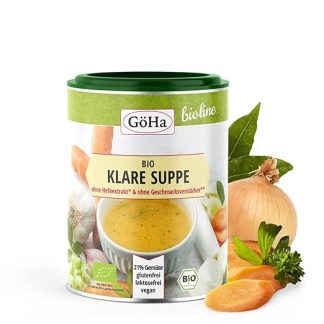 GöHa Organic Clear Soup / Organic Soup with 21% Vegetables / Organic Vegetable Broth without Glutamate and Yeast Extract / Organic Soup without Palm Oil / Vegan Organic Broth without Flavours and