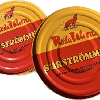 2 x Surströmming Herring | Chilled Shipping | Swedish Speciality | 2 x Röda Ulven 300 g / 400 g Tin (Fermented Pegs) | Surströmming Challenge | Fish from Sweden