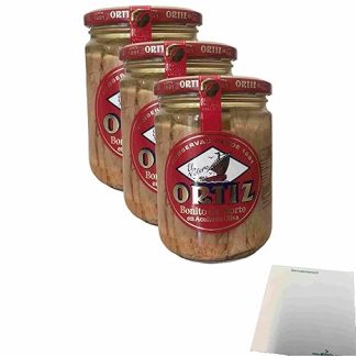 Conservas Ortiz Bonito del Norte Pack of 3 (3 x 400 g Glass) + usy Block