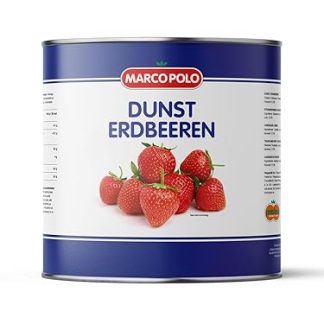 Marco Polo Dunst-Erdbeeren - 1x 980g Dose - in Wasser eingelegte Erdbeeren/fruchtig & vielseitige Obstkonserve/ideal für Desserts & Joghurt/kalorienarm & ohne Zusätze/für bewussten Genuss